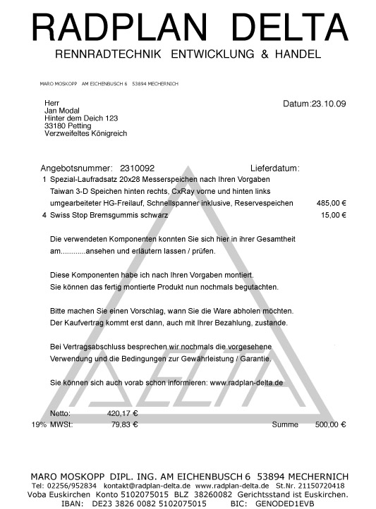 Rechnung Jan Modal